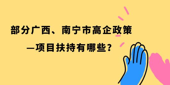 部分廣西、南寧市高企政策—項目扶持有哪些？